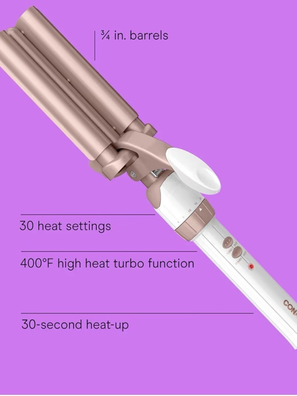 Conair Double Ceramic 3 Barrel Curling Iron, Triple Barrel Waver Hair Tool